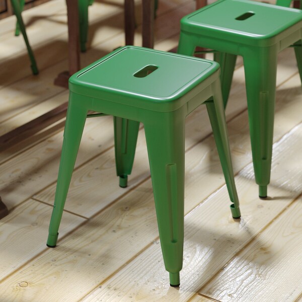 Flash Furniture 18 Inch Green Metal Stool, 4PK - ET-BT3503-18-GN-GG