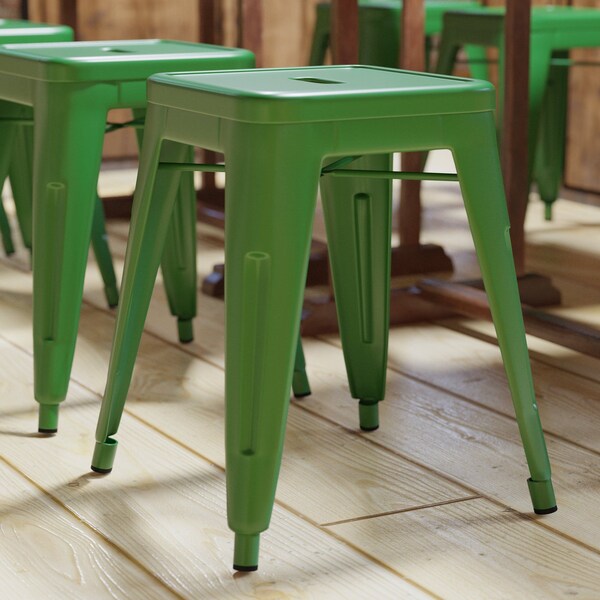 Flash Furniture 18 Inch Green Metal Stool, 4PK - ET-BT3503-18-GN-GG
