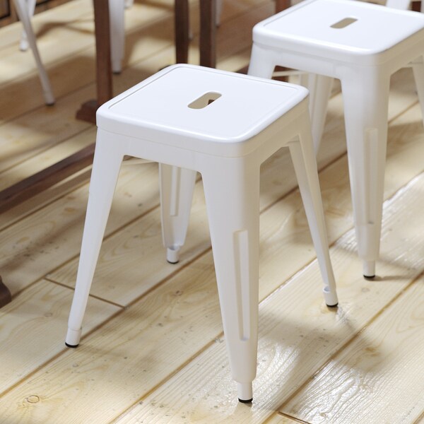 Flash Furniture 18 Inch White Metal Stool, 4PK - ET-BT3503-18-WH-GG