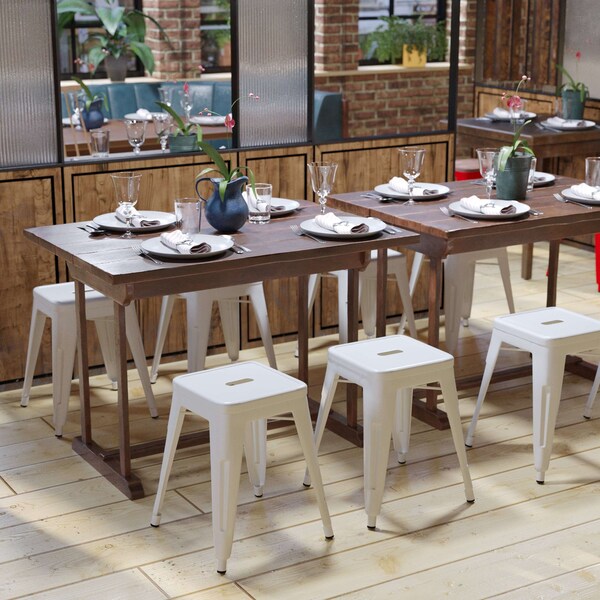 Flash Furniture 18 Inch White Metal Stool, 4PK - ET-BT3503-18-WH-GG