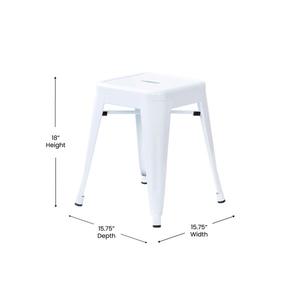 Flash Furniture 18 Inch White Metal Stool, 4PK - ET-BT3503-18-WH-GG