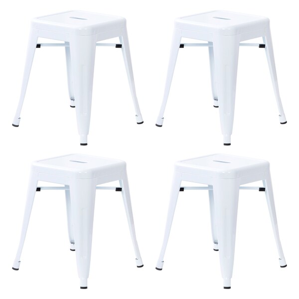 Flash Furniture 18 Inch White Metal Stool, 4PK - ET-BT3503-18-WH-GG