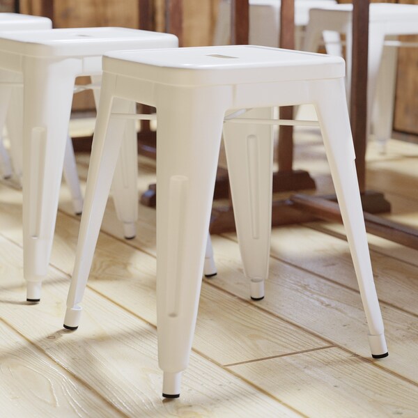 Flash Furniture 18 Inch White Metal Stool, 4PK - ET-BT3503-18-WH-GG