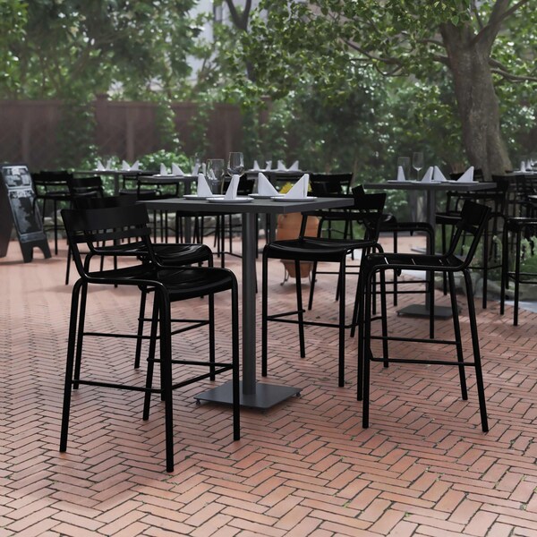 Flash Furniture Black All-Weather Steel Bar Stool, 4PK - 4-XU-CH-10318-B-BK-GG