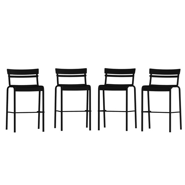 Flash Furniture Black All-Weather Steel Bar Stool, 4PK - 4-XU-CH-10318-B-BK-GG