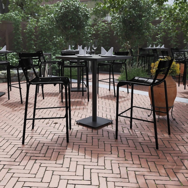 Flash Furniture Black All-Weather Steel Bar Stool, 2PK - 2-XU-CH-10318-B-BK-GG