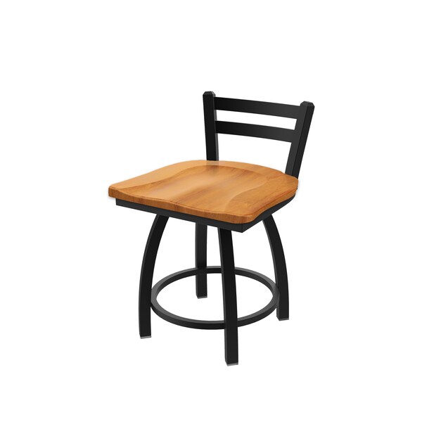 Holland Bar Stool Co 18" Low Back Swivel Vanity Stool, Black Wrinkle, Med Maple Seat - 41118BWMEDMPL