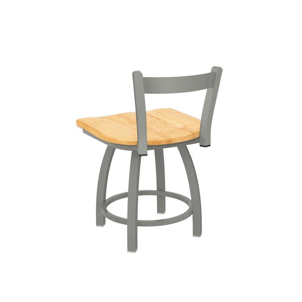 Holland Bar Stool Co 18" Low Back Swivel Vanity Stool, Nickel Finish, Nat Oak Seat - 82118ANNATOAK
