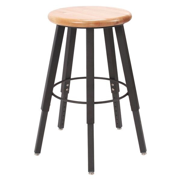 Diversified Spaces Stool, Adj Height, Metal, Wood Seat, 18-28"H - STL9186-AR