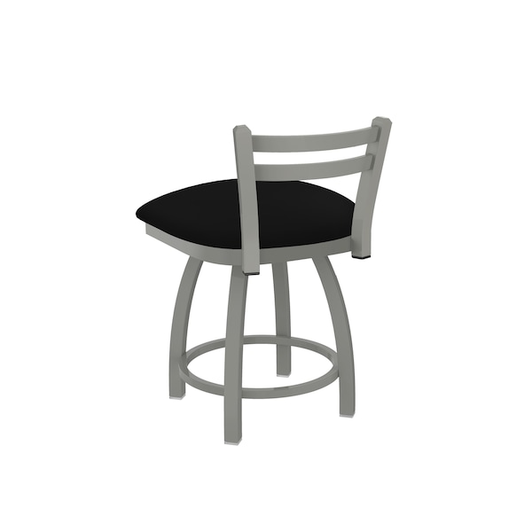Holland Bar Stool Co 18" Low Back Swivel Vanity Stool, Nickel Finish, Black Vinyl Seat - 41118ANBLKVINYL