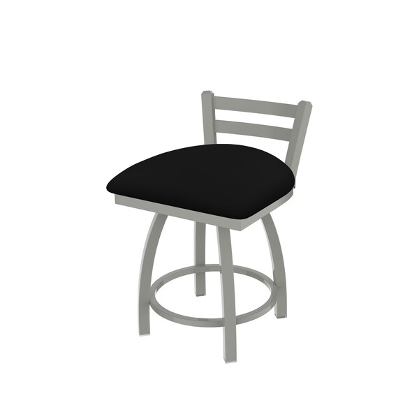 Holland Bar Stool Co 18" Low Back Swivel Vanity Stool, Nickel Finish, Black Vinyl Seat - 41118ANBLKVINYL