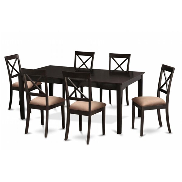 East West Furniture 7 Piece Dining Table Set-Table Featuring Leaf and 6 Dinette Chairs - HEBO7-CAP-C