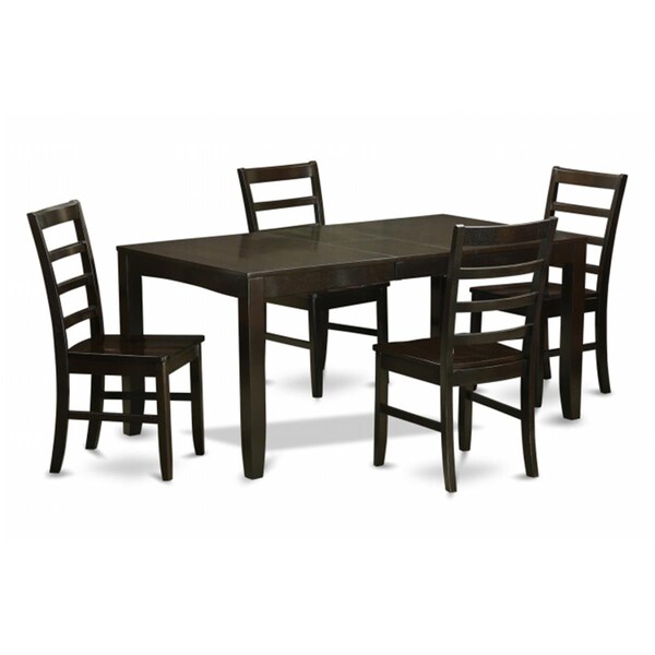 East West Furniture 5 Piece Dining Room Set For 4-Table With Leaf and 4 Chairs For Dining Room - LYPF5-CAP-W