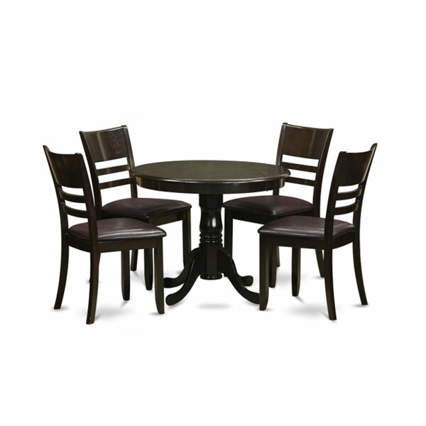 East West Furniture 5 Piece Kitchen Table Set-Round Kitchen Table Plus 4 Dinette Chairs - ANLY5-CAP-LC