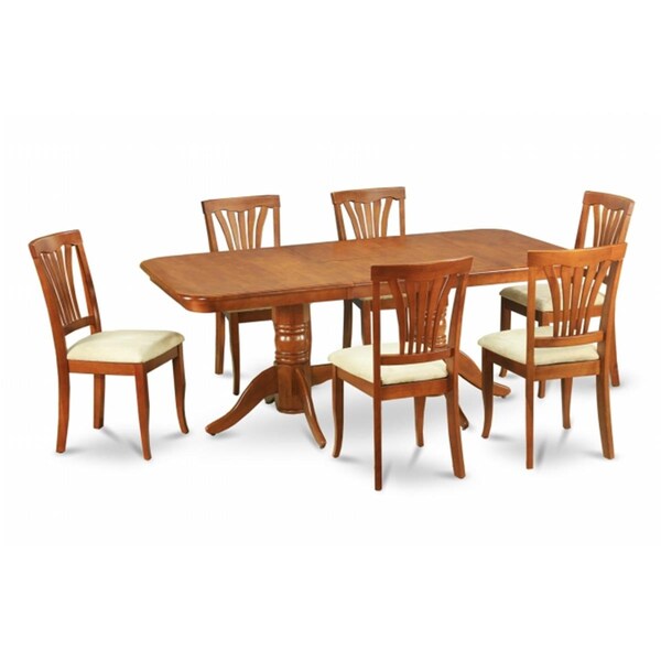 East West Furniture 5pc Napoleon Double Pedestal Table and 4 Avon Cushioned Chairs - NAAV5-SBR-C