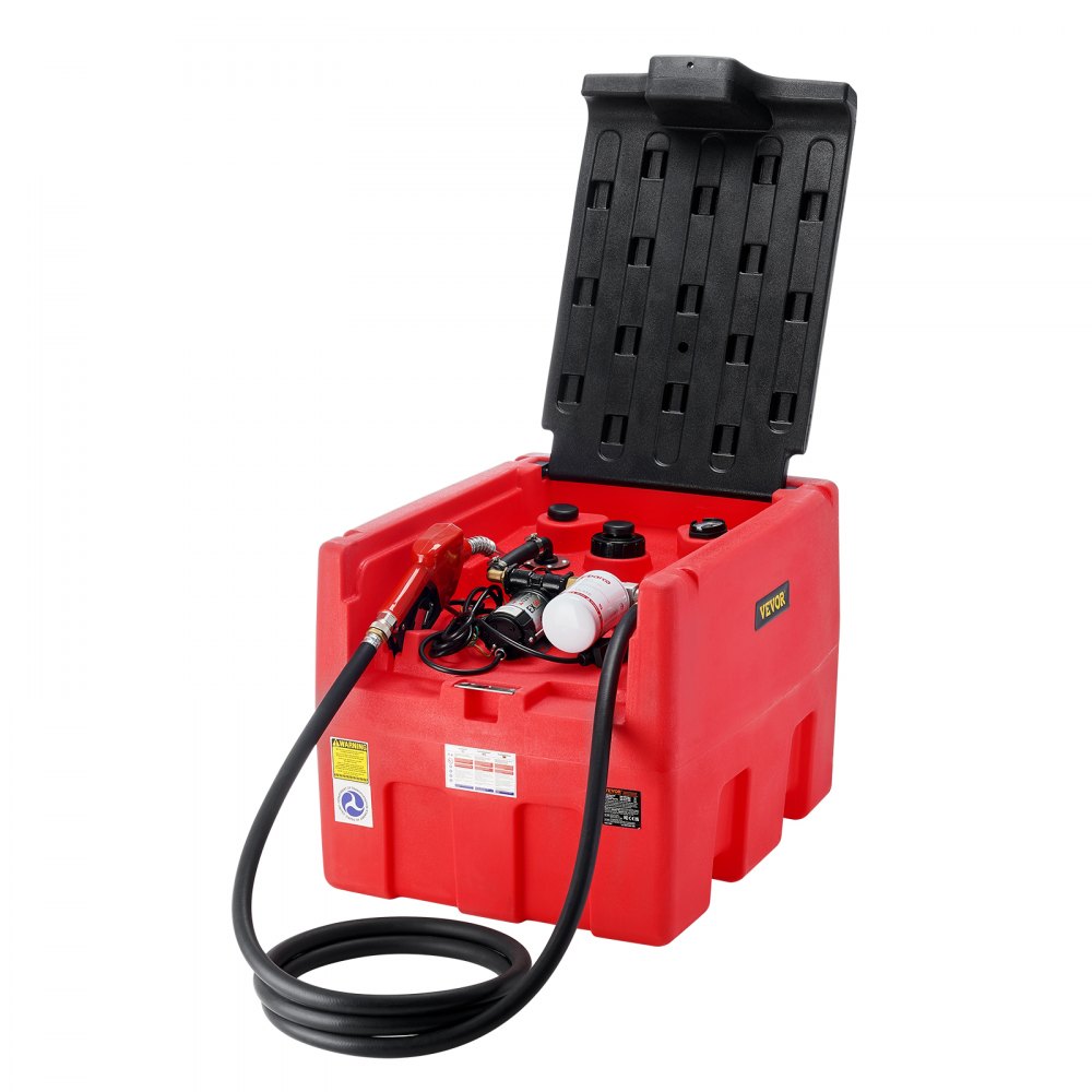 VEVOR Portable Diesel & Gasoline Tank 48 Gal Fuel Tank with 12V Transfer Pump - BXSRYXHSSL48HT1Z8V9