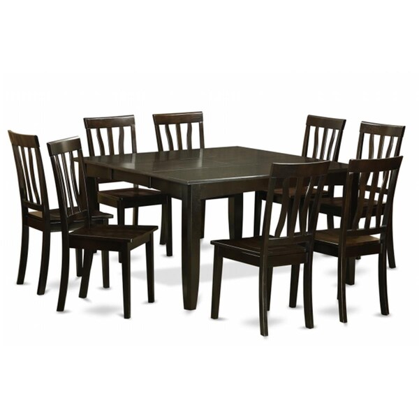 East West Furniture 9 Piece Dining Room Table Setdinette Table With Leaf and 8 Kitchen Chairs - PFAN9-CAP-W