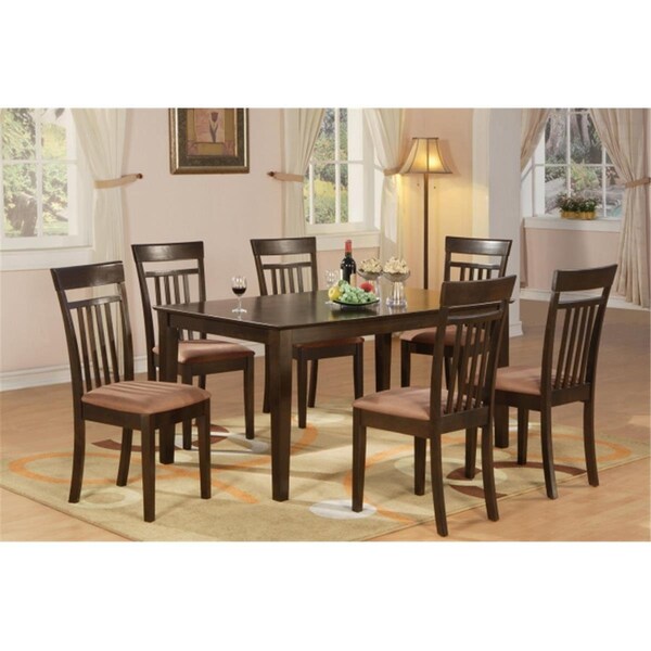 East West Furniture 7 Piece Formal Dining Room Set-Table and 6 Dining Chairs - CAP7S-CAP-C