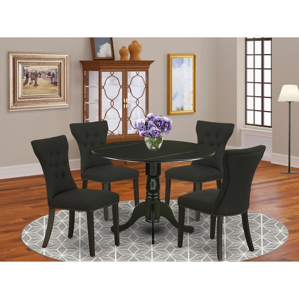 East West Furniture 5 Piece Dublin Round Dinette Set - Black - DLGA5-BLK-24