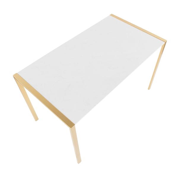 Lumisource Fuji Modern Dining Table in Gold Metal with White Marble Top - DT-FUJ4728 AUWM