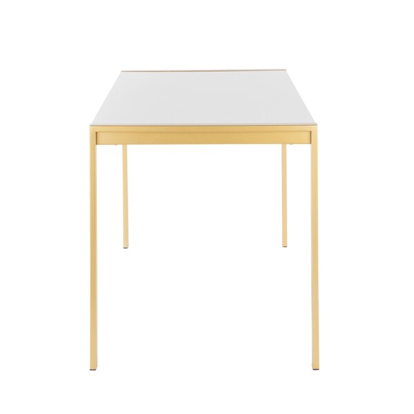 Lumisource Fuji Modern Dining Table in Gold Metal with White Marble Top - DT-FUJ4728 AUWM