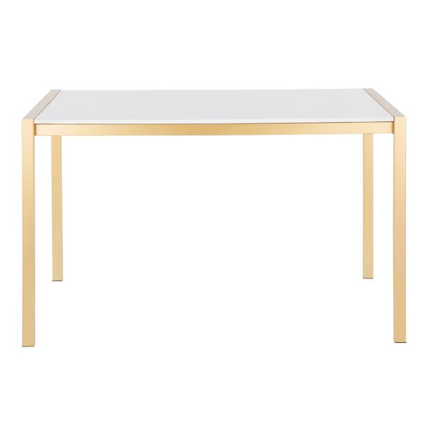 Lumisource Fuji Modern Dining Table in Gold Metal with White Marble Top - DT-FUJ4728 AUWM