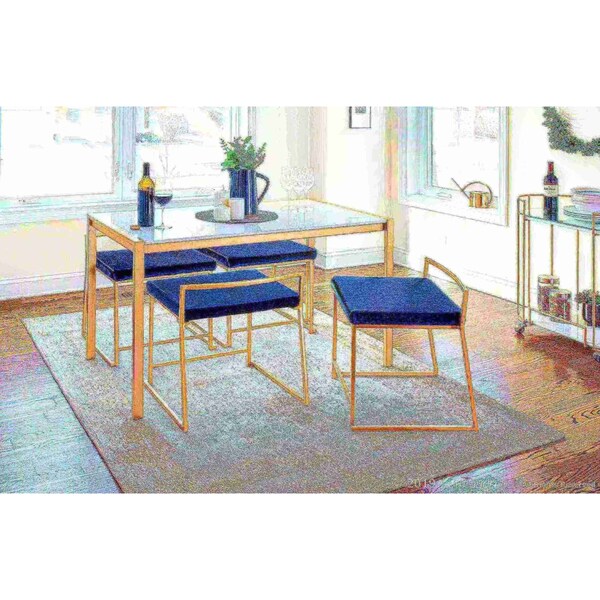 Lumisource Fuji Modern Dining Table in Gold Metal with White Marble Top - DT-FUJ4728 AUWM