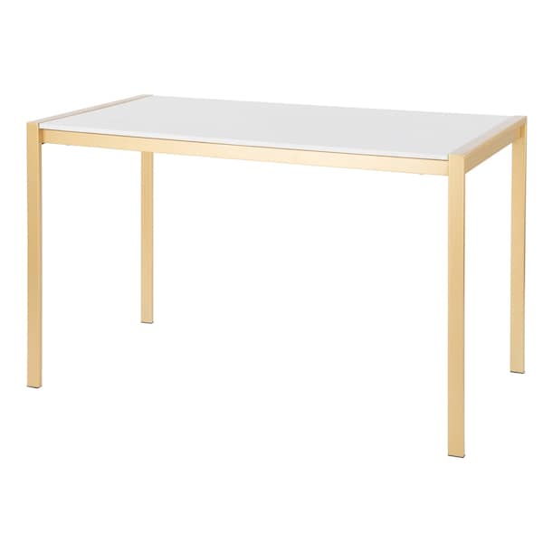 Lumisource Fuji Modern Dining Table in Gold Metal with White Marble Top - DT-FUJ4728 AUWM