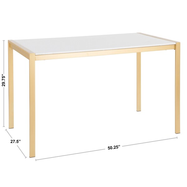 Lumisource Fuji Modern Dining Table in Gold Metal with White Marble Top - DT-FUJ4728 AUWM