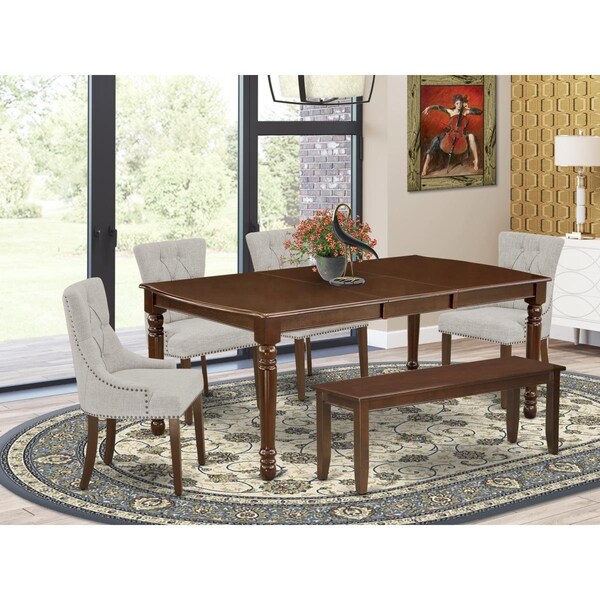 East West Furniture 6 Piece Dover Dining Set - Mahogany - DOFR6-MAH-05