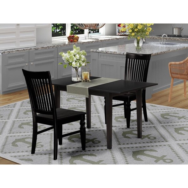 East West Furniture 3 Piece Norfolk Rectangular Dinette Set - Black - NOWE3-BLK-W