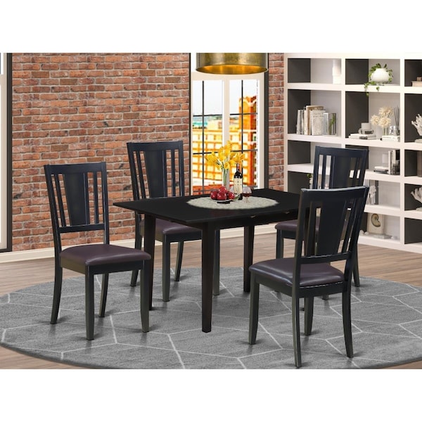East West Furniture 5 Piece Norfolk Rectangular Dining Table Set - Black - NODU5-BLK-LC