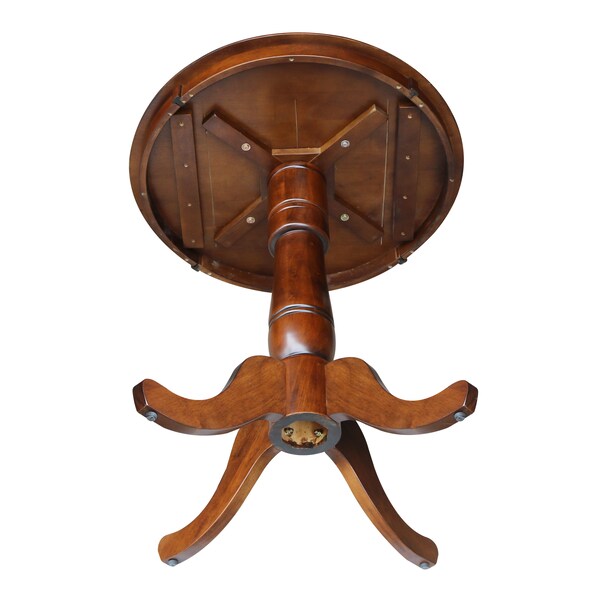 International Concepts Round 30 in Round Top Pedestal Table, 34.9 inH, Espresso, 30 in W, 30 in L, 35.1 in H, Wood - K581-30RT-6B