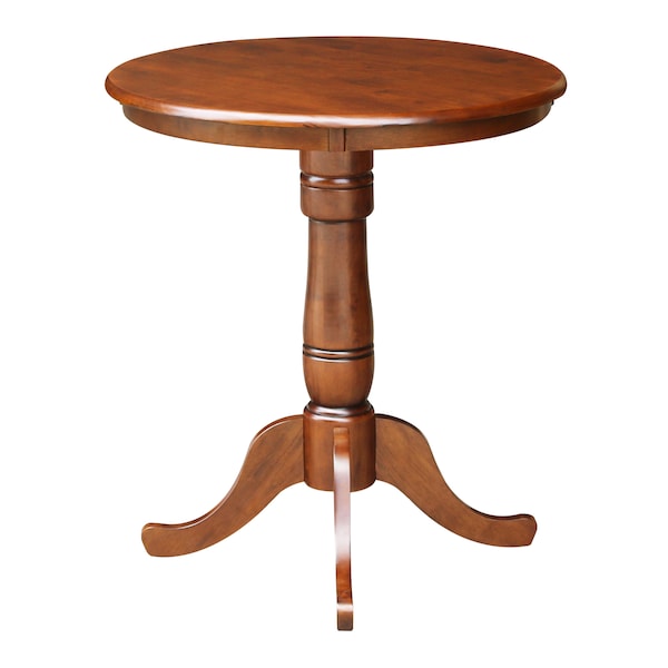 International Concepts Round 30 in Round Top Pedestal Table, 34.9 inH, Espresso, 30 in W, 30 in L, 35.1 in H, Wood - K581-30RT-6B