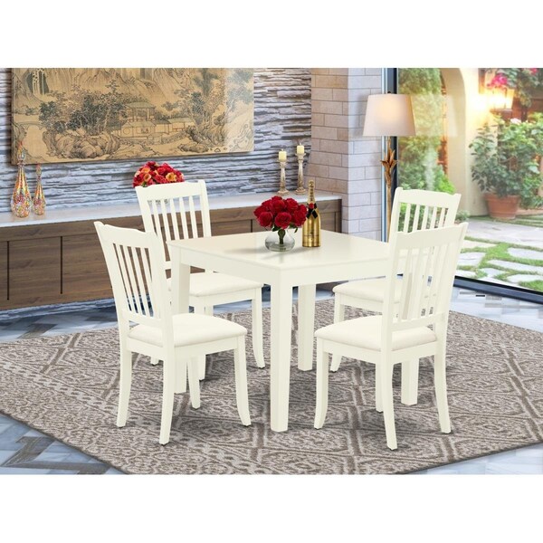East West Furniture 5 Piece Oxford Dining Set - Linen White - OXDA5-LWH-C