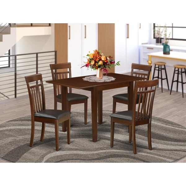 East West Furniture Norden Modern Dining Table Set - Mahogany, Set of 5 - NDCA5-MAH-LC
