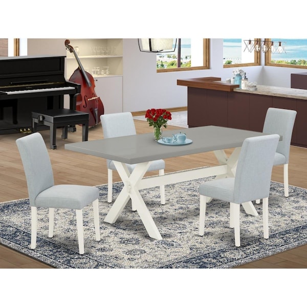 East West Furniture 5 Piece X-Style Dining Set - Linen White - X097AB015-5