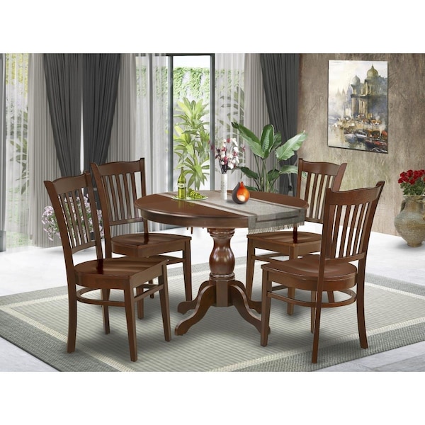 East West Furniture 5 Piece Hartland Kitchen Table Set - Mahogany - HBGR5-MAH-W