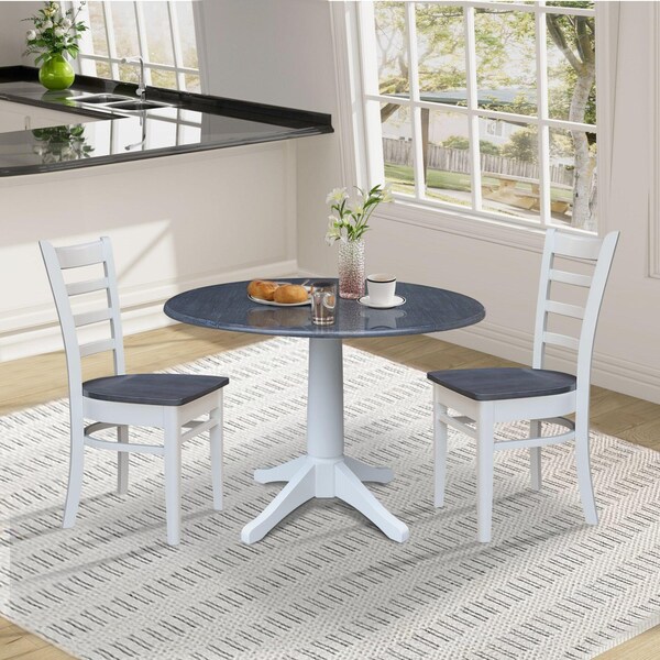 Whitewood Industries Extension Dining Tables, 45 in L, 38 in H, Parawood, 3 Piece Set - K05-42DPT-27-C617-2