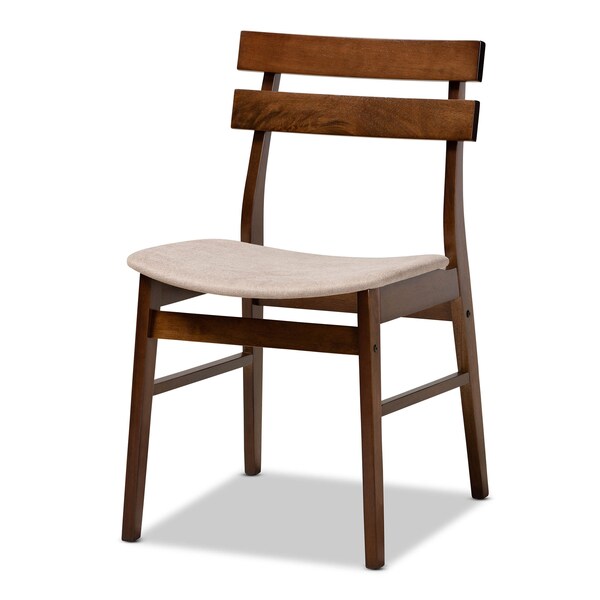 Baxton Studio Eleri Light Beige Upholstered and Walnut Wood 5-Piece Dining Set - 168-10815-10807
