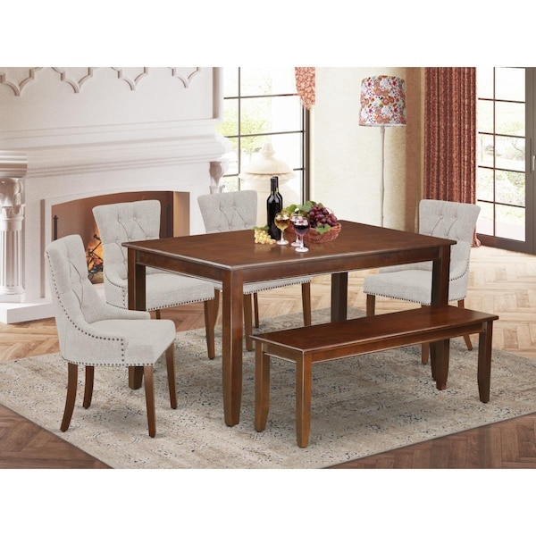 East West Furniture 6 Piece Dudley Dining Set - Mahogany - DUFR6-MAH-05
