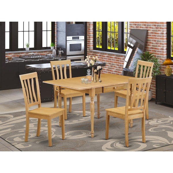 East West Furniture 5 Piece Monza Modern Dining Table Set - Oak - MZAN5-OAK-W