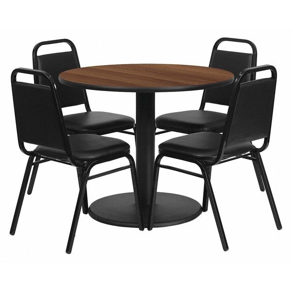 Flash Furniture Round Table Set, 36" W, 36" L, 30" H, Laminate, Wood Grain - RSRB1004-GG