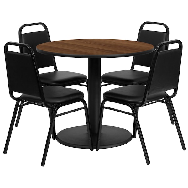 Flash Furniture Round Table Set, 36" W, 36" L, 30" H, Laminate, Wood Grain - RSRB1004-GG