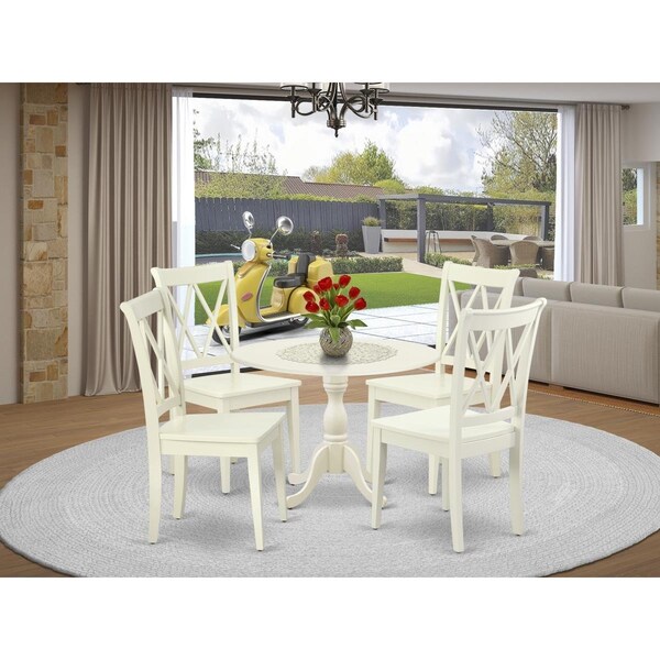 East West Furniture 5 Piece Dublin Dinette Set - Linen White - DMCL5-LWH-W