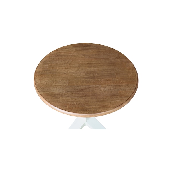 Whitewood Industries Rectangular Fixed Top Pedestal Table, 30 in W, 29.9 in L, 30 in H, Parawood, Hickory/Shell - K79-30RT-23B