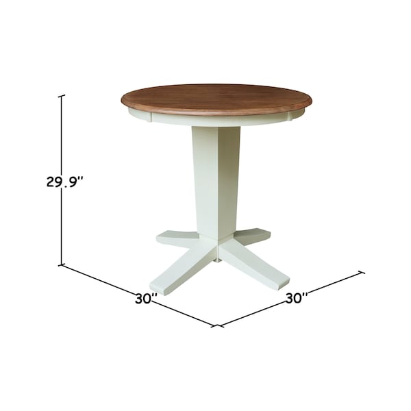 Whitewood Industries Rectangular Fixed Top Pedestal Table, 30 in W, 29.9 in L, 30 in H, Parawood, Hickory/Shell - K79-30RT-23B