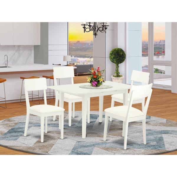East West Furniture 5 Piece Norfolk Rectangular Dinette Set - Linen White - NOAD5-LWH-LC