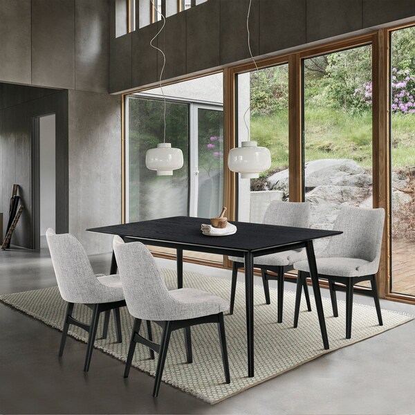 Armen Living Westmont and Azalea Gray and Black Wood 5 Piece Dining Set - SETWEDI5AZBLGR
