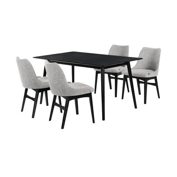 Armen Living Westmont and Azalea Gray and Black Wood 5 Piece Dining Set - SETWEDI5AZBLGR